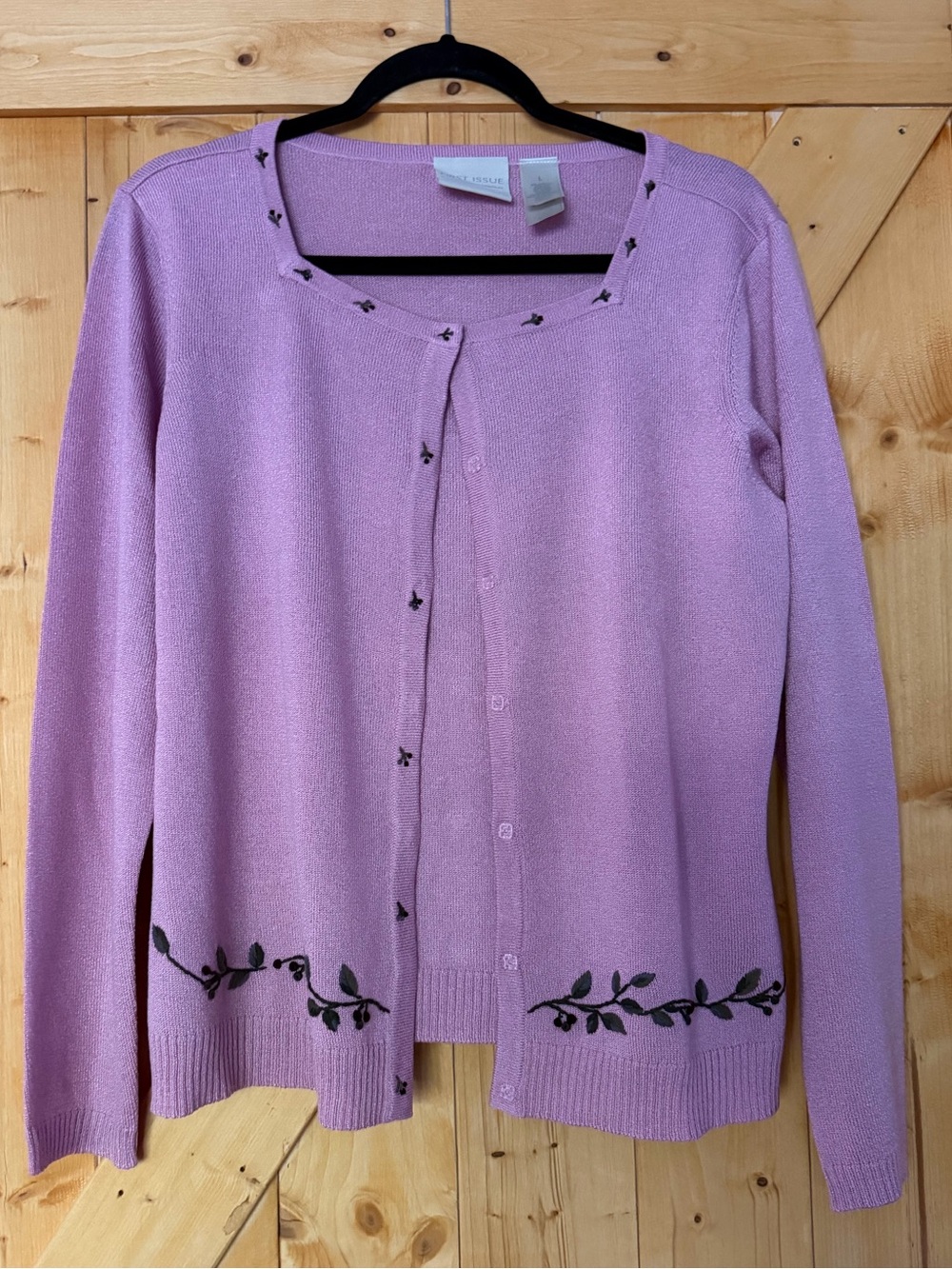 NWT Vtg First Issue Liz Claiborne Autumn Landscapes Embroidered Sweater Set L